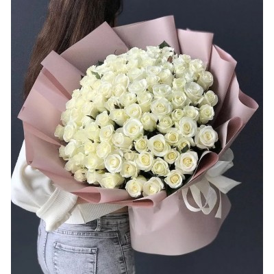 51 Белоснежная роза " Я очень скучаю"