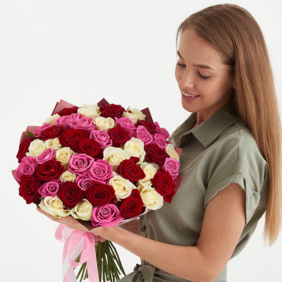 "Букет из Премиум 51 розы "Сияние любви"