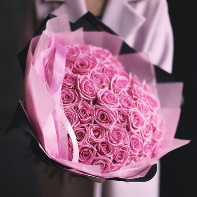 Букет из 51 розовой розы Аква